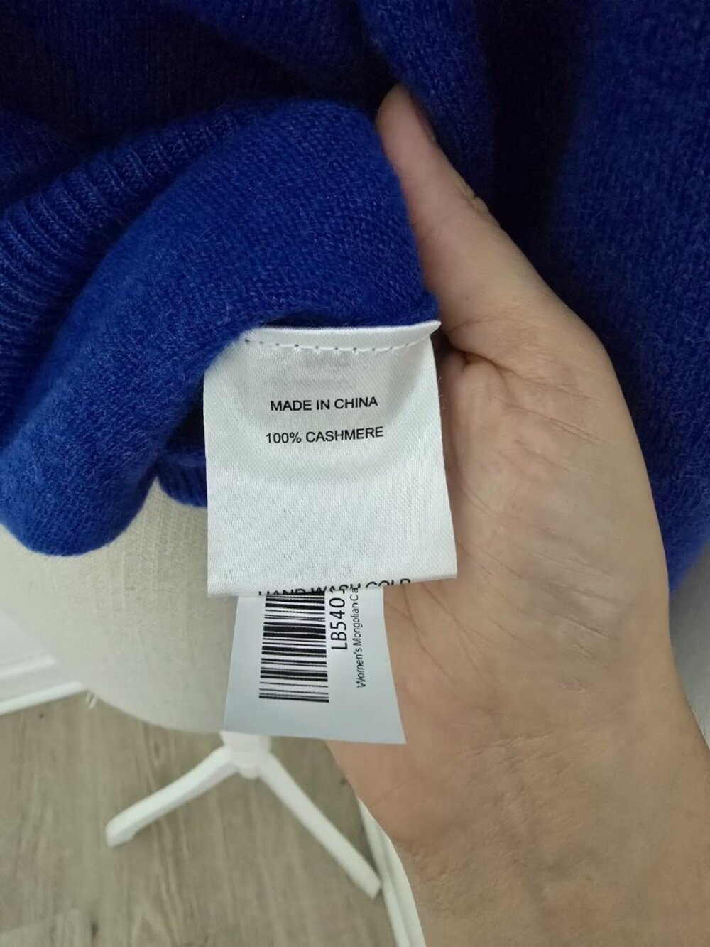 Quince Mongolian Cashmere Crewneck Sweater L Large Sapphire Cobalt Blue Pullover - Picture 6 of 11